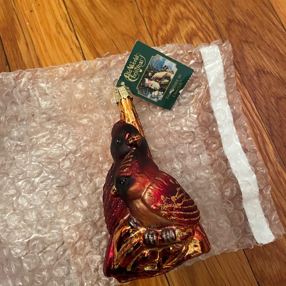 Old World Christmas Red and Gold Bird Ornament